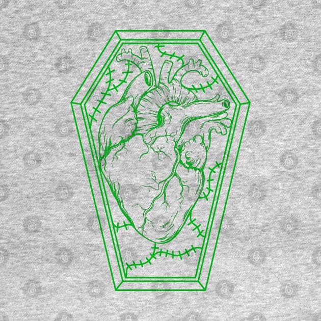 Human Heart in a Coffin Green by RavenWake